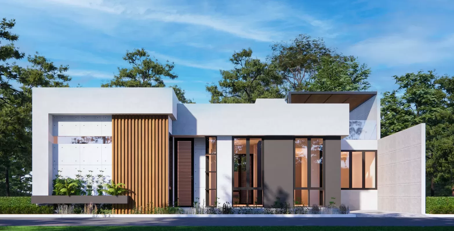 Desain eksterior villa minimalis Bukik Soriak Land